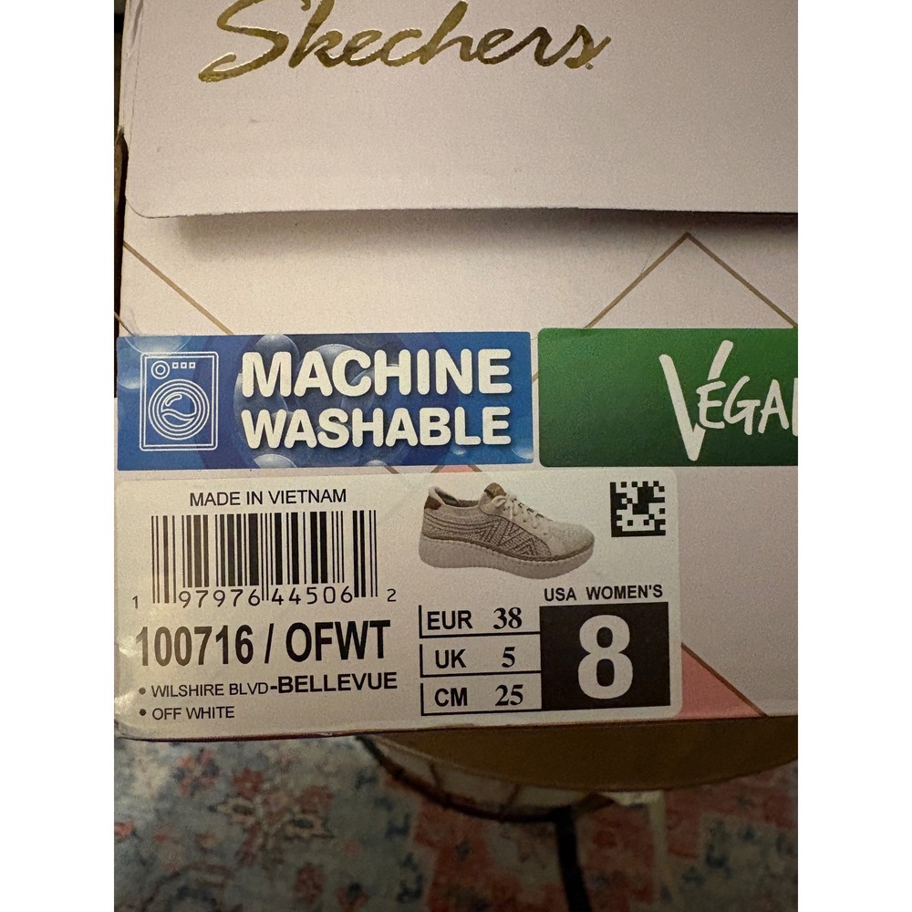 Skechers Wilshire Blvd Bellevue Off White Vegan Sneakers Womens 8 Washable - Picture 4 of 6